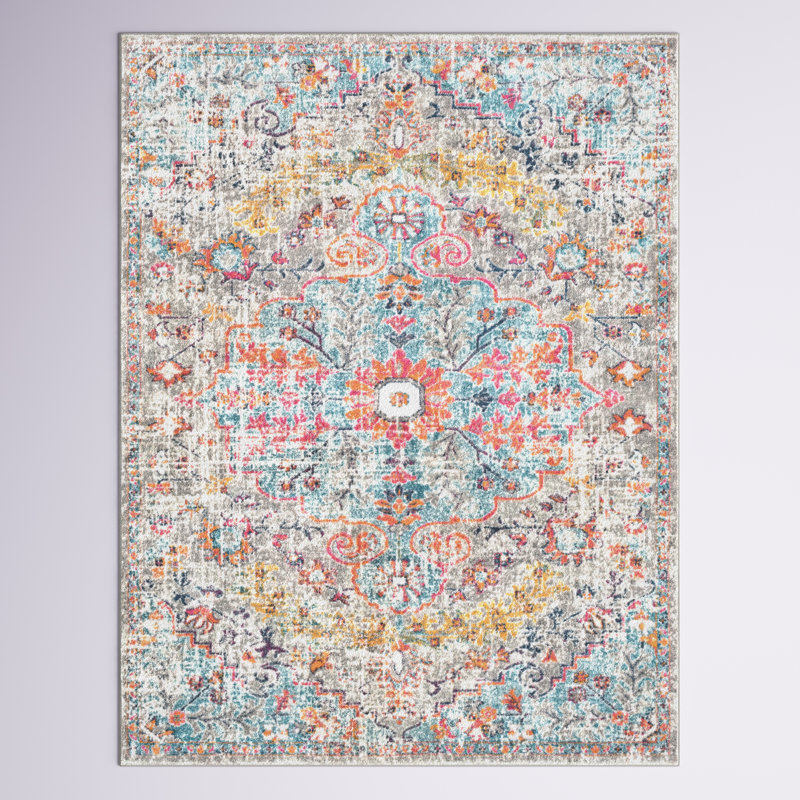 Mistana™ Hillsby Performance Teal/Beige Rug & Reviews Wayfair